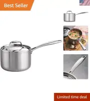 Covered Sauce Pan Stainless Steel Tri-Ply Clad 2 Qt,