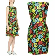MOSCHINO DRESS VIBRANT MIXED PRINT SLEEVELESS SHEATH sz IT 42 US 8