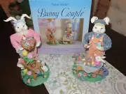 Easter Bunny Couple Fabric Mache Mr. & Mrs. Easter Bunny ~ NIB