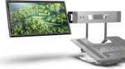 Foldable Metal Extender Display Mount Monitor Holder with Laptop Tray Dual