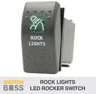 Rocker Switch ROCK LIGHTS - Green - LED 4x4 Toggle Boat Caravan Marine 12v