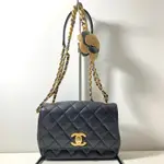 【新莊幸福店】 CHANEL 肩背包 附布袋 等級B 24425557(2017) BLACK*GOLD 寶物工廠 二手