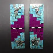 Tyrrell Martinez KEWA Santo Domingo Pueblo TURQUOISE MOSAIC INLAY EARRINGS