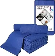 Hemi Home Flour Sack Kitchen Towels (Optical White, 12 Pack), 100% Cotton 28 x 28 Inches Cloth Napkins, Multi Purpose Dish Cloth | Tea Towels | Kitchen Towels… (Blue)