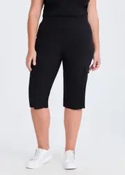 [Virtuelle] Taking Shape Castaway Rib Cargo Crop Pant Size 16 in Black, Viscose - Plus Size Women's Clothing Black