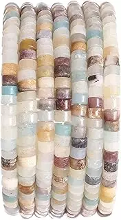 [nusgnirps] Natural Amazonite Stone Spacer Beads 4x2mm 38cm/str Flat Round Loose Semi Gemstone Caps for Making Bracelets Necklace