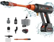 Cordless Pressure Washer, Bravolu Portable Pressure Washer, MAX 580 PSI Portable Power Cleaner with Accessories Kit, 4.0Ah Battery Pressure Washer with Rotating Nozzle, Ideal for Cars Boats Garden