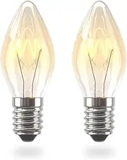 BrightArk E14 16W Screw Bulb Salt Lamp Bulb,Small Edison Screw SES C7 Light Bulb,Warm White 2700K Dimmable Amber Candle Bulb for Wax Burner 220V,Aromatherapy Lamp,Microwave,Oven,Night Light,2-Pack