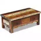 Rustic Coffee Top Table Sofa Tables w 2 Drawers Shelf Book Storage Wooden Desk