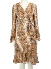 Brown Silk Snake Print Dress