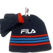 FILA CHILD 2 PIECE NAVY BEANIE AND GLOVES SET, ONE SIZE (6-10 YRS OLD)