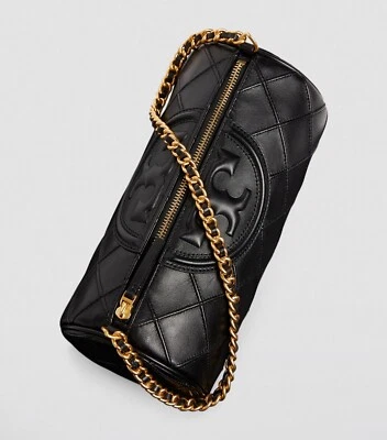 Tory Burch Soft Leather Barrel Bag With Tags