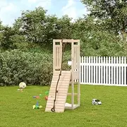 Solid Wood Pine Playhouse with Climbing Wall, Outdoor Playset, 53 x 114 x 169 cm for Backyard Fun, Ideal for Kids Aged 3-8, Adventure Playground with Sandpit and Safety Railings