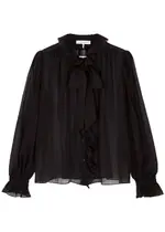 Frame Leopard-print Ruffled Silk-chiffon Blouse - Dark Brown - XS XS