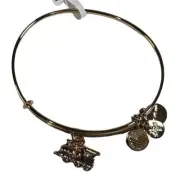 Alex and Ani "Train" Baby Two Tone Shiny Gold & Silver Bangle Charm Bracelet NWT