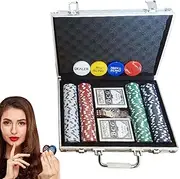 Poker Chips Set - Safe Professional Poker Sets,Poker Chips Set with Aluminum Case for Texas Hold'em Blackjack Card Club