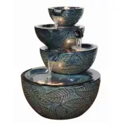 Marisol 4-Tier Self-Contained Fountain Ceramic Glaze LEDs Ponds & Water Feature