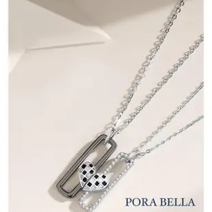 【Porabella】925純銀情侶款項鍊 男女款時尚小眾簡約 黑金白金愛心磁鐵式項鍊 Necklace 一對販售