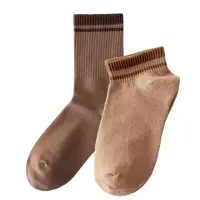 在飛比找momo購物網優惠-【小麥購物】奶茶色系 中筒襪(棉襪 短襪 帆船襪 中筒襪 船