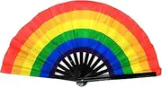 [Generic] Rainbow Hand Fan - Rainbow Hand Fan | Bamboo Folding Hand Fan, Dance Festival Fan, Large Folding Hand Fan, Portable Folding Hand Fan, Decorative Folding Fan For Women And Men