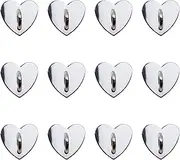 Pastlla 12Pcs Phone Charm Hook Adhesive Metal Phone Finger Grip Hook Cell Phone Ring Holder Stand for DIY Accessories (Silver, Heart Shaped)