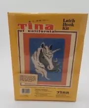 Vintage Tina of California UNICORN Latch Hook Rug Kit 20 x 27 USA New Sealed