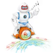Musical Robot With Disco Ball Flashing Lights Self Riding Plays Happy Tune TD-20
