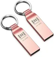 [mosDART] 2Pack 64GB Full Metal USB 2.0 Flash Drive exFAT Thumb Drive with Keychain 64 GB Waterproof Jump Drive 64G Memory Stick for Data Storage and Backup, Rose Gold