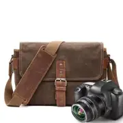 Men Vintage Oil Waxed Canvas Shoulder Bags Camera Bag Casual Crossbody Bags