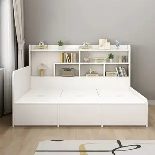 全屋設計-專業客製床架 榻榻米床 床 帶書架抽屜收納床  高箱儲物床 板式床-單人3尺/單大3.5尺/雙人5尺-實木