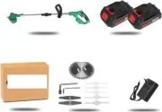 Electric Cordless Grass Trimmer 1200W 88V Weed Cutter Lawn Mower with 2*Battery