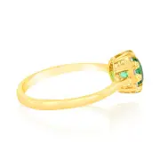 0.87 Carat Created Emerald and Diamond Ring in 9ct Yellow Gold, Q
