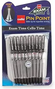 10 X Cello Pinpoint Fine Write Ball Point Pen Black Ink 0.5 Mm Tip by Cello Pinpoint