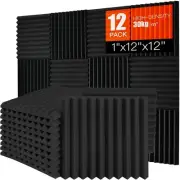 12 Pack Sound Absorbing Foam Wall Wedge Tile for Home Studio 1" X 12" X 12"