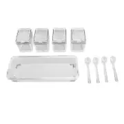 4 Cell Clear Seasoning Rack Spice Box Storage Container Condiment Jars Acrylic S