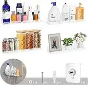4 Packs Floating Shelves Wall Storage(Adhesive Wall Hooks), Wall Mounted Bookshelves for Study Room, Toy and Cards Collectibles Display for Kids Room, Perfume and Cosmetics Organizer for Bathroom