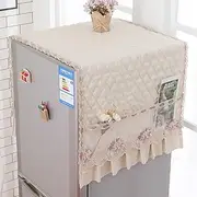 Namzi Refrigerator Cover Cloth Single Double Door Refrigerator Dust Cover Lace Fabric Home Dust Cover 140 * 55cm (Style 6- Light Yellow)