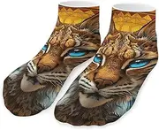 [QMNVBDS] Blue Eyed Bobcat Socks Ankle Length Socks Casual Short Socks for Women Men Low Cut Sports Socks Running Socks No Show Socks Ankle Socks Athletic Socks Workout Socks, Style, One Size