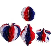 ULTECHNOVO Honeycomb Ball Pendant 4th of July Party Decorations Red White Blue USA Holiday Decorations