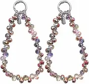 2 PCS Crystal Beaded Phone Wrist Strap Sparkling Phone Charm Chain Cellphone Lanyard Chain Detachable Beaded Keychain Multifunctional Keyring Key Storage Accessories Cute Wrist Grip Strap for Women
