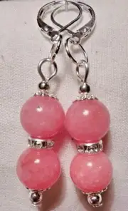 Natural Pink Morganite With 925 stamped Lever Back Earrings