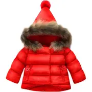 Nevenka Hooded Snowsuit for Baby Boys Girls with Fur Collar Down Jacket-Red
