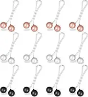 [Aeaocvo] 12 PCS Hijab Pins for Women Muslim, Pearl Scarf Pins and Clips Pearl Brooch Pins for Thin Shawl Hijab Scarf Sweater, Zinc, no gemstone