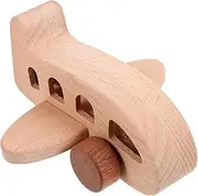 HANABASS Wooden Airplane for Educational Push Pull Game Learning for Years Safe Natural Beech Enhances Hand Eye Coordination and Fine Motor Skills