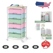 Versatile Rolling Storage Cart with 6 Large Drawers & Lockable Wheels - Rainbow