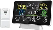 Wireless Indoor-Outdoor Weather Station, Multifunctional Temperature and Humidity Digital Large Color Screen Wireless Intelligent WiFi Weather Forecast Electronic Weather Clock