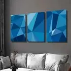 3pcs Blue and White Abstract Geometric Wall Art Canvas Framed 50x70cm