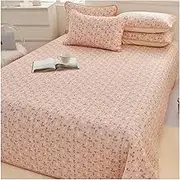 Quilt Set Single/Twin Full/Queen Plaid Geometric Striped Printed Bedspread Coverlet Set for All Season Cotton Lightweight Bedspread for Summer 3 Pieces (Color : B, Size : Full/Queen 240x220-94x86)
