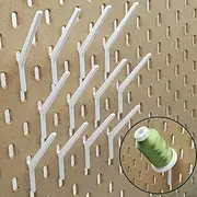 Just Hanging Pegboards 12-Pack Angled Spool Hooks Compatible with IKEA SKADIS – Pegboard Accessories for Thread, Embroidery & Sewing – Craft Room Organizer for Creative Workspaces (Glossy White)