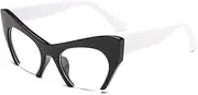 [WNCKSQ] Fashion Retro Half frame Cat eye Women Glasses Frame Can Be Equipped Lens Men Glasses Frame,Black white